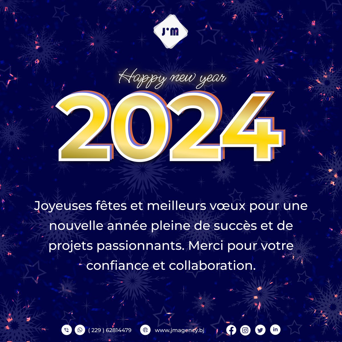 jmagencybj's tweet photo. 🎉🌟 Nos meilleurs vœux à une Communauté aussi vivante qu'exceptionnelle.

Que cette journée festive vous apporte joie, inspiration et paix du coeur.
Excellente année à vous et à vos proches !🌟 🎉🌟

Suivez-nous ! 
 contact@jmagency.bj 
https://t.co/wbGA9UDegz https://t.co/lad35j6EjQ