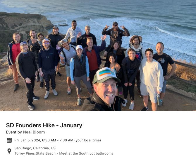 Next Founders Hike Happening this Friday with Neal Bloom! buff.ly/46WEh1g