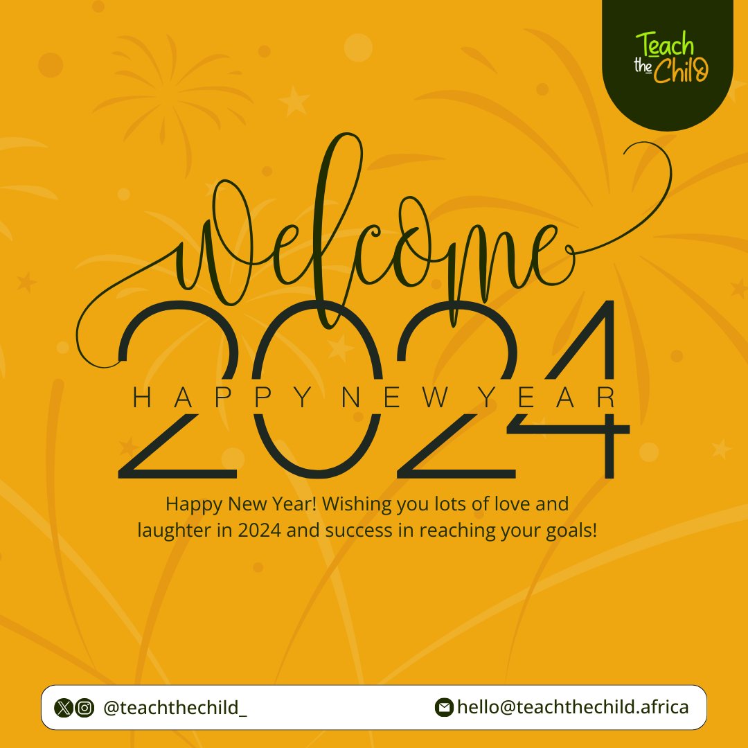 teachthechild_'s tweet photo. Happy new year from all of us at Teach the Child.
Thank you for being part of the reason 2023 was such a fabulous year for us!
Cheers to doing more in 2024, π₯
.
.
.
.
.
#TeachtheChild #LearningSpaces4SDG4 #literacy #teachthechildisvibrant #seasonsgreetings #happynewyear2024 https://t.co/e0bGr43ckQ