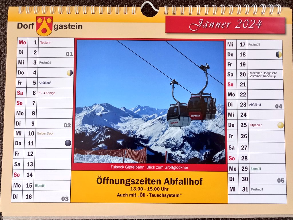 Kalendertausch: 2023 -> 2024

#Dorfgastein #Heimat