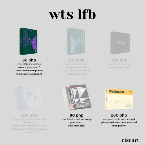 riscart_'s tweet photo. ꒰wts lfb ph ꒱

Enhypen Photocard and Unsealed Albums
彡 35 - 280 php + pf + lsf

onhand
dop: prio payo
mop: gcash
mod: ggx/sco/sdd 
loc: metro mnl

jungwon heeseung niki lenti season greetings enniversary dilemma answer day one carnival scylla dawn no up down hype https://t.co/H30Y1Q6VTh