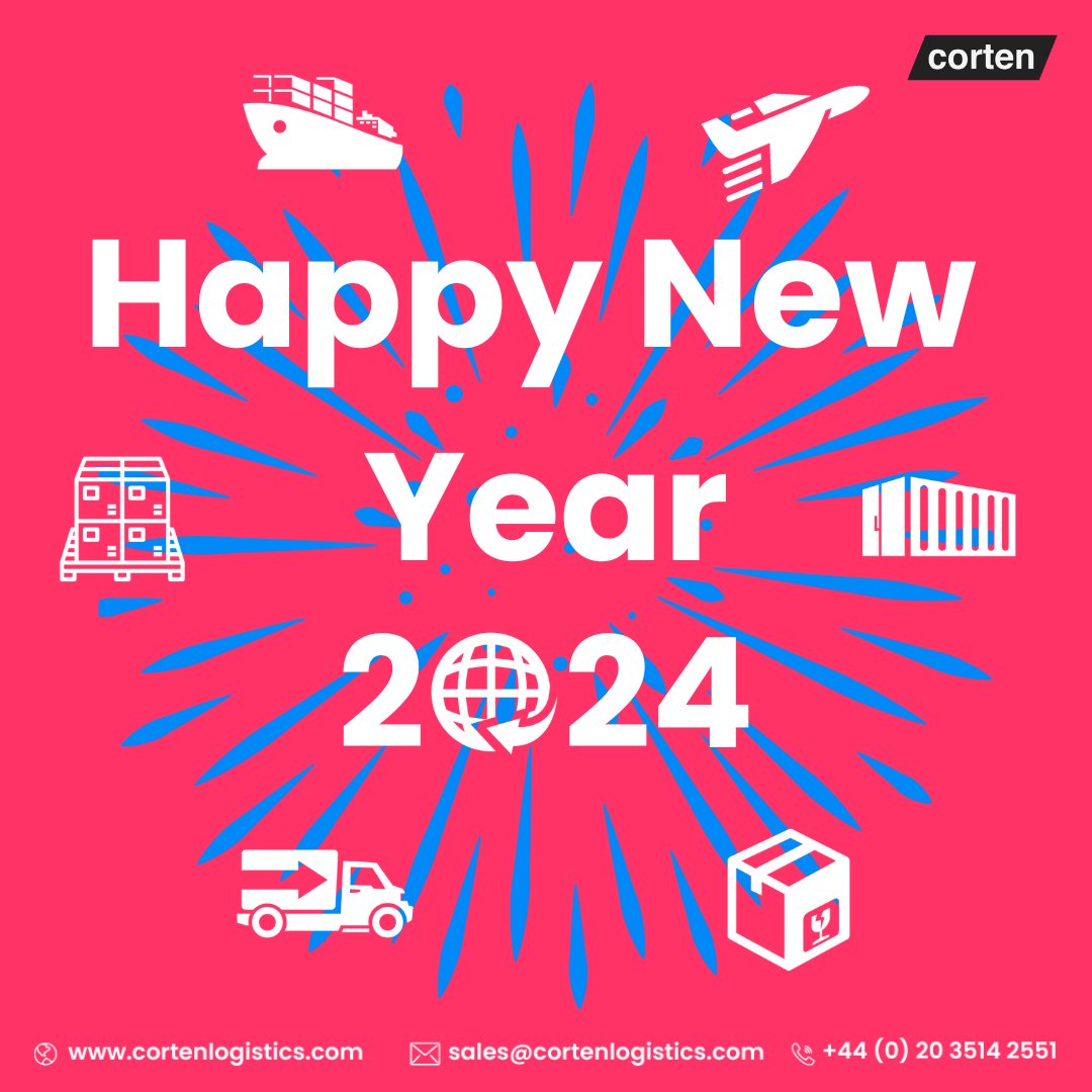 🎇Happy New Year 2024 🎉

#HappyNewYear #2024 #HappyNewYear2024 #FreightForwarding #SupplyChain #Logistics #Ecommerce #Corten #CortenLogistics