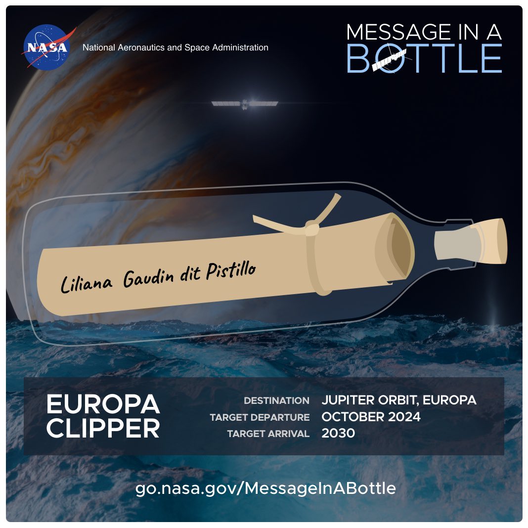 Manzai4's tweet image. People around the world are invited to sign their names to a poem written by the U.S. Poet Laureate Ada Limón. The poem will be on board the Europa Clipper spacecraft as it travels 1.8 billion miles to explore Jupiter’s icy moon Europa.