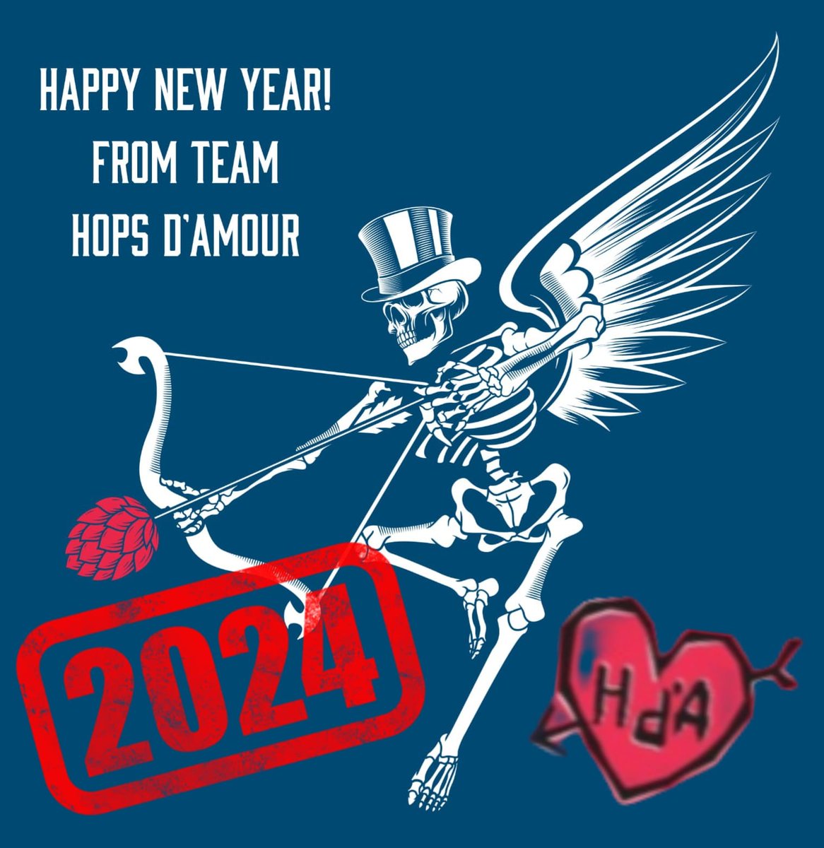 Wishing everyone a healthy and happy new year. Cheers to 2024 🍻 Thank you all so much for your support, friendship and gorgeous vibes down at HdA. We can't wait to see what's in store for us all in 2024! Huge love from all at Team Hops 🍻🎉🍻