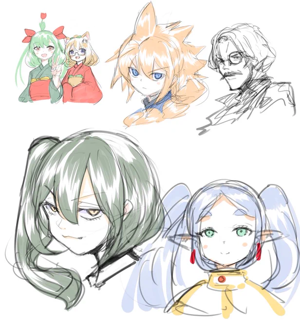 今日の初配信で描いた落書きです～リプありがとうございます!全部読んでお返事いたしますので少々お待ちください>< 