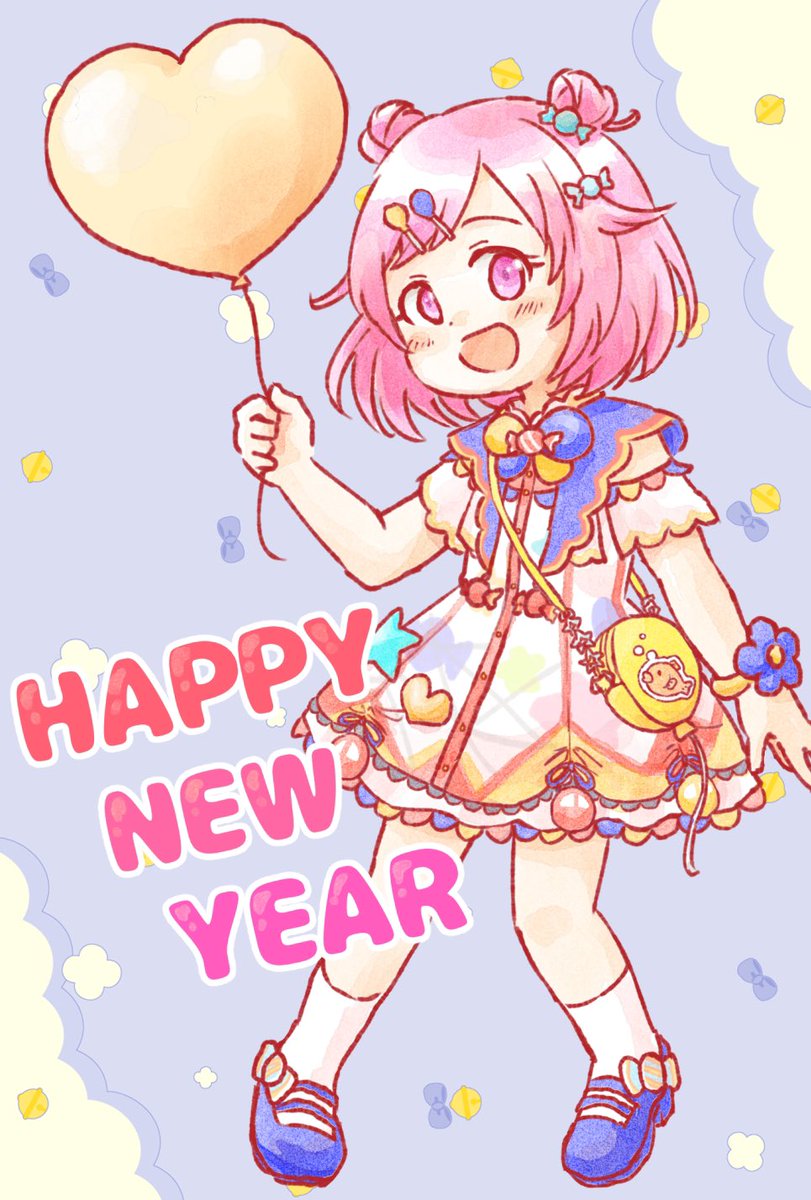 鳳えむ 「姪っ子の年賀状に描いた鳳えむちゃんとアルミンとアニです!」|コメーメのイラスト