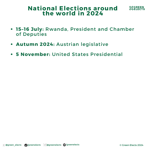 Green_Elects's tweet photo. On top of all that, we have National elections in every continent throughout 2024. 

Here's to the elections in 2024! https://t.co/zyqcyMCttD