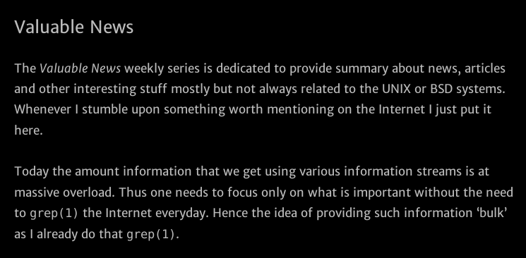 Latest 𝗩𝗮𝗹𝘂𝗮𝗯𝗹𝗲 𝗡𝗲𝘄𝘀 - 𝟮𝟬𝟮𝟰/𝟬𝟭/𝟬𝟭 (Valuable News - 2024/01/01) available.

 vermaden.wordpress.com/2024/01/01/val…

Past releases: vermaden.wordpress.com/news/

#verblog #vernews #news #bsd #freebsd #openbsd #netbsd #linux #unix #zfs #opnsense #ghostbsd #solaris #vermadenday