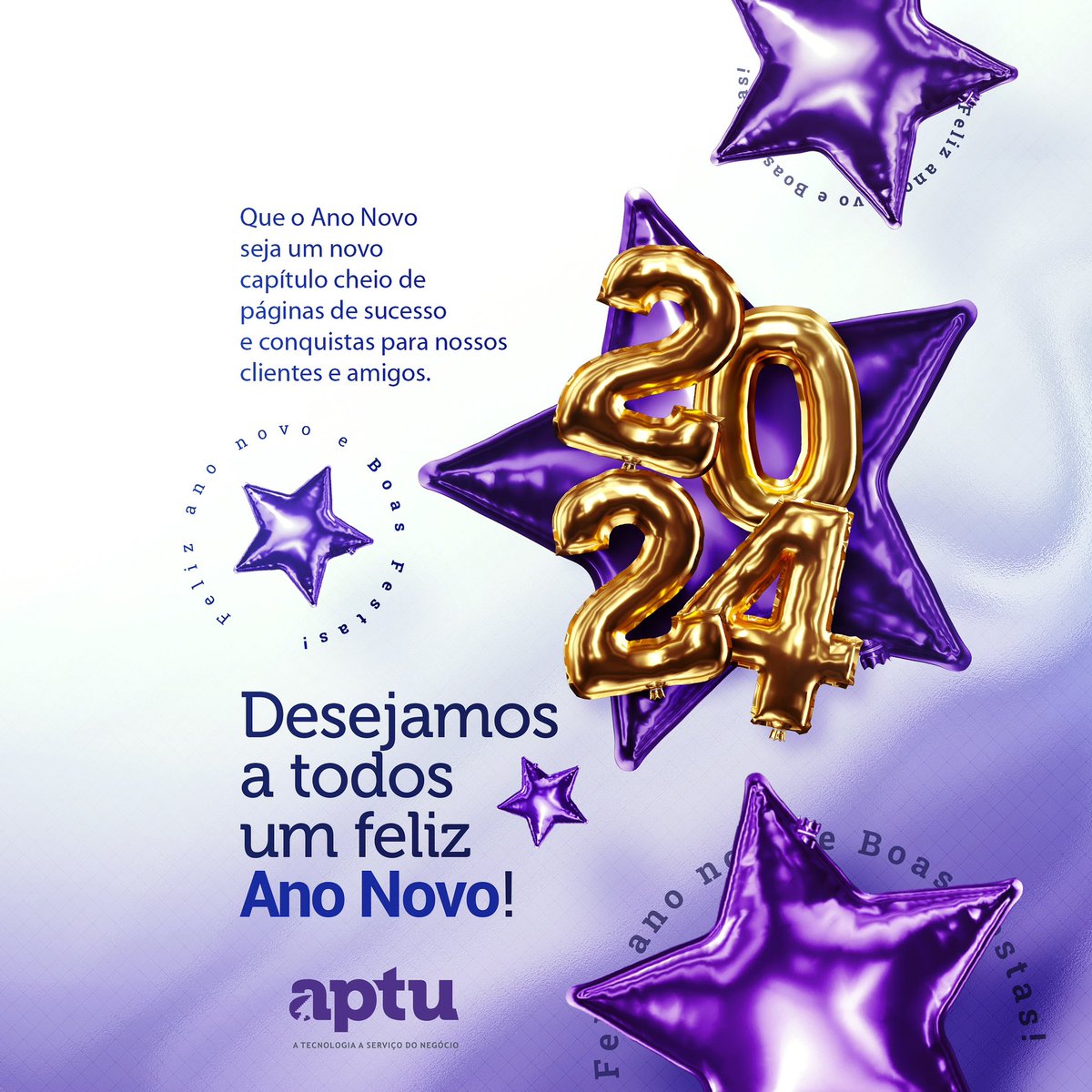 aptubr's tweet photo. Saudações de Ano Novo da família Aptu! 🎉 Que 2024 nos traga novas páginas de sucessos compartilhados. Agradecemos a todos que caminham conosco.
 ・・・
#AnoNovo #NewYear #FelizAnoNovo #Aptu2024 #TecnologiaENegócios #Sucesso #Parceria #InovaçãoQueConecta #GoAptu #Aptu #AptuBR https://t.co/wGbHc4sxoR