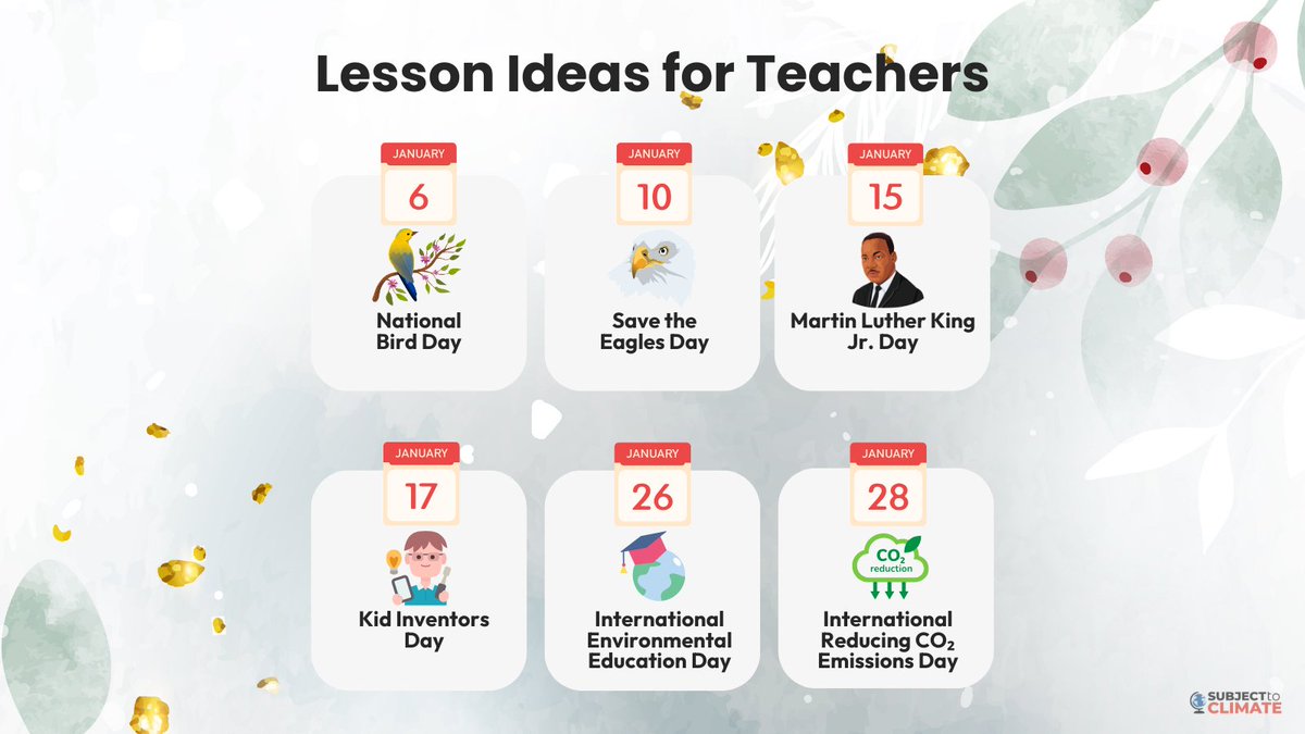 subjecttoclimat's tweet image. Elevate your January teaching with SubjectToClimate! 🌍✨
Seamlessly integrate key topics into your classroom for an engaging learning experience all month long. 📚🧠 
#JanuaryLessons
Link in bio 🔗
#BirdDay #MLKDay
#ClimateAction #ClimateEducation
#EducatorsForChange