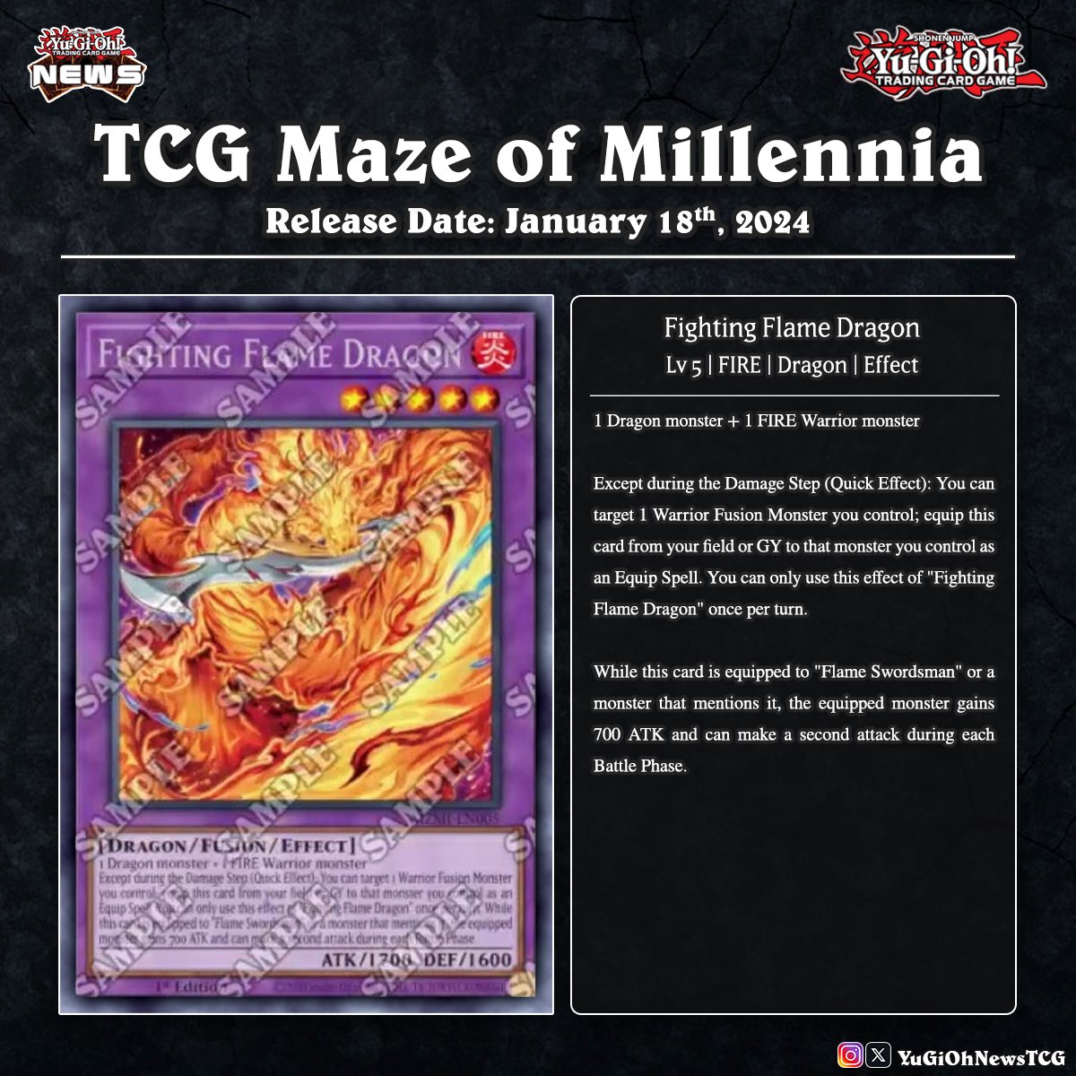 yugioh duelist genesis card list MZMI-EN001 - Fighting Flame Swordsman - Collector's Rare main image 1