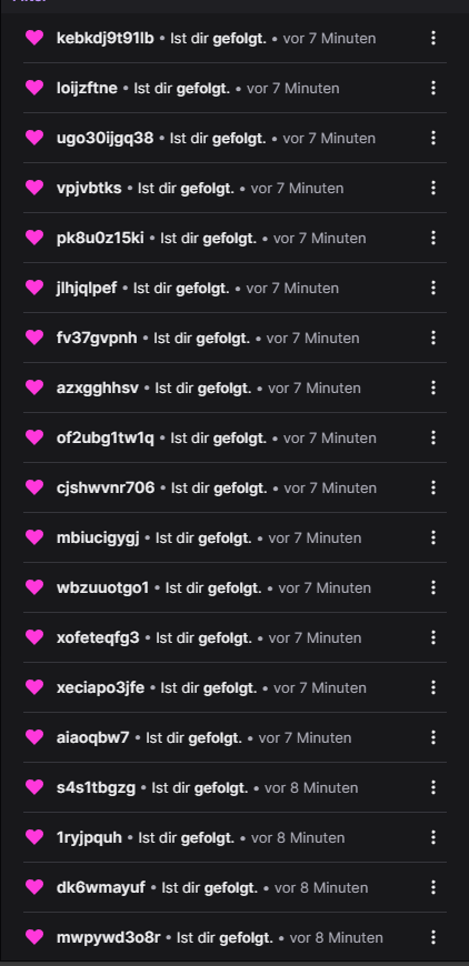 Arazenia02's tweet photo. @TwitchSupportDE Die Botraids sind wieder da das Jahr geht schonmal gut los xD. Und die Liste ist lang... diese alle händisch zu reporten ist ein Krampf. https://t.co/hZZ98CLw5T