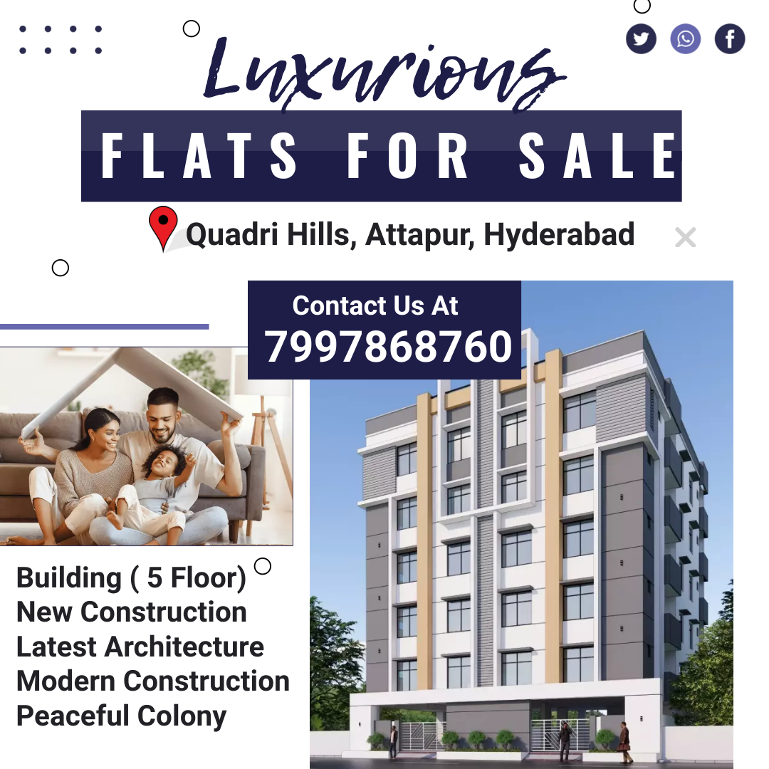 Taj Residency | #Luxurious 2.5 bhk #flats for #sale in #Hyderabad
Address : Quadri Hills, Attapur, Hyderabad | Call : 7997868760
#flatsforsaleinhyderabad, #hyderabadflats, #flatsforsale, #flatinhyderabad, #HyderabadHomes, #3bhkapartments, #2BHKSALE, #apartmentsforsale, #construct