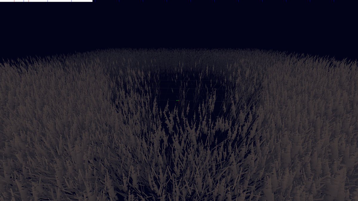 ktch0's tweet photo. A new system for grass and other small foliage is coming together for Places. Not much to look at yet but I've done a first pass over most of the important functionality. https://t.co/k0iVpXXgkJ