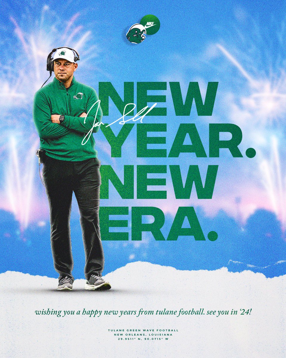 New Year. New Era. 

Happy New Year from Tulane Football! 🎉🥳

#RollWave | #NOLABuilt