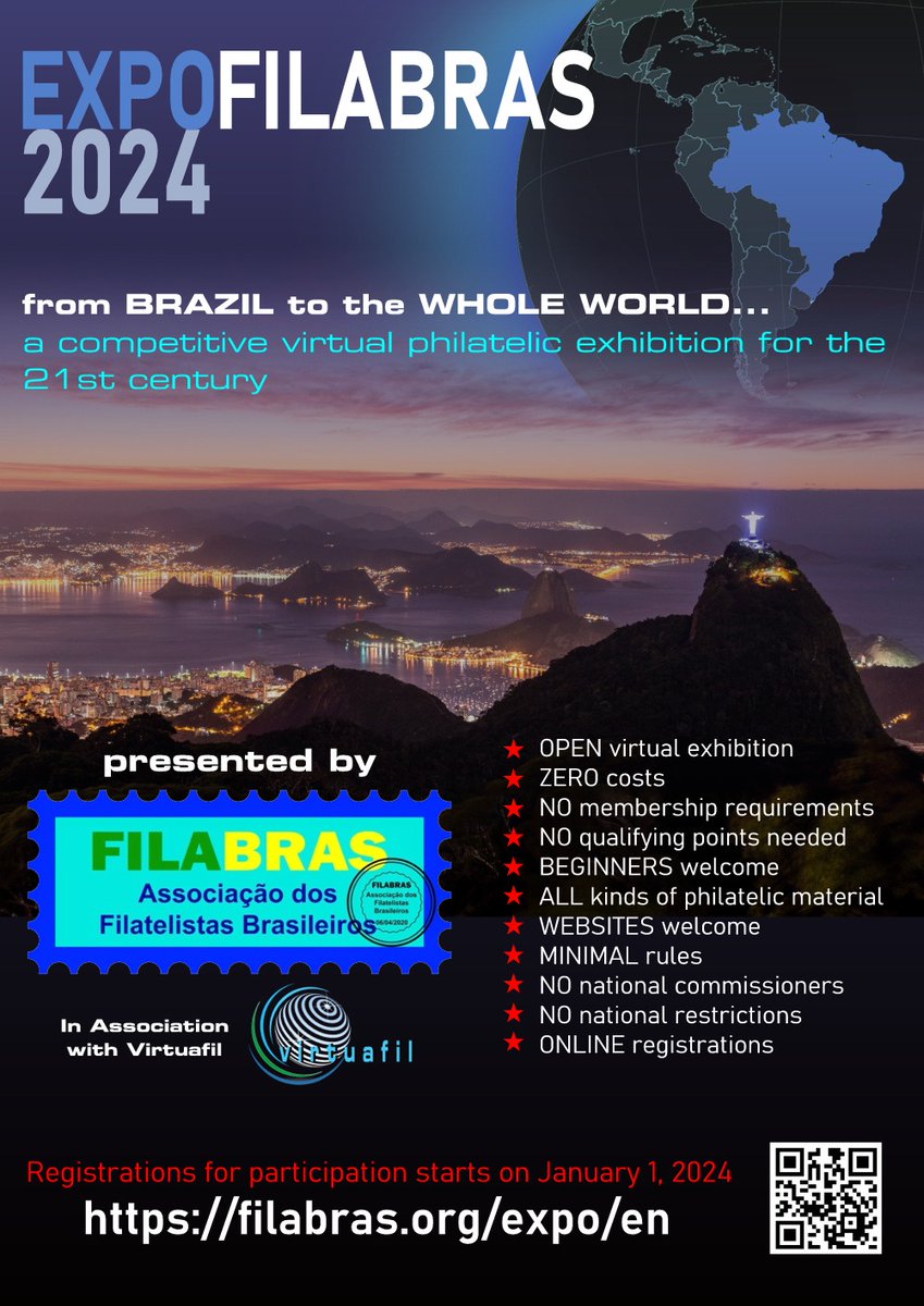 virtuafil's tweet photo. The EXPOFILABRAS 2024 virtual philatelic expo website is launched and open to the public at https://t.co/ATC16ttjV3 - and is available in the English language. Online registration for participation is open now. ALL Welcome. ALL Free!
#Stamps #Philately https://t.co/1BnCWiDkQc