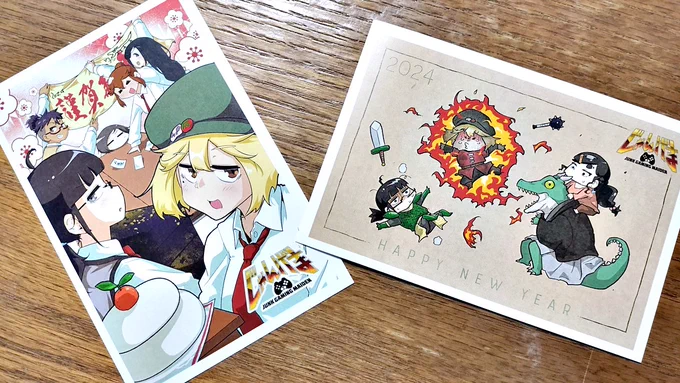 年賀状プリントこんな感じです。最低価格に設定してもらいましたがそれでもちょっとしちゃいます…すみません。 