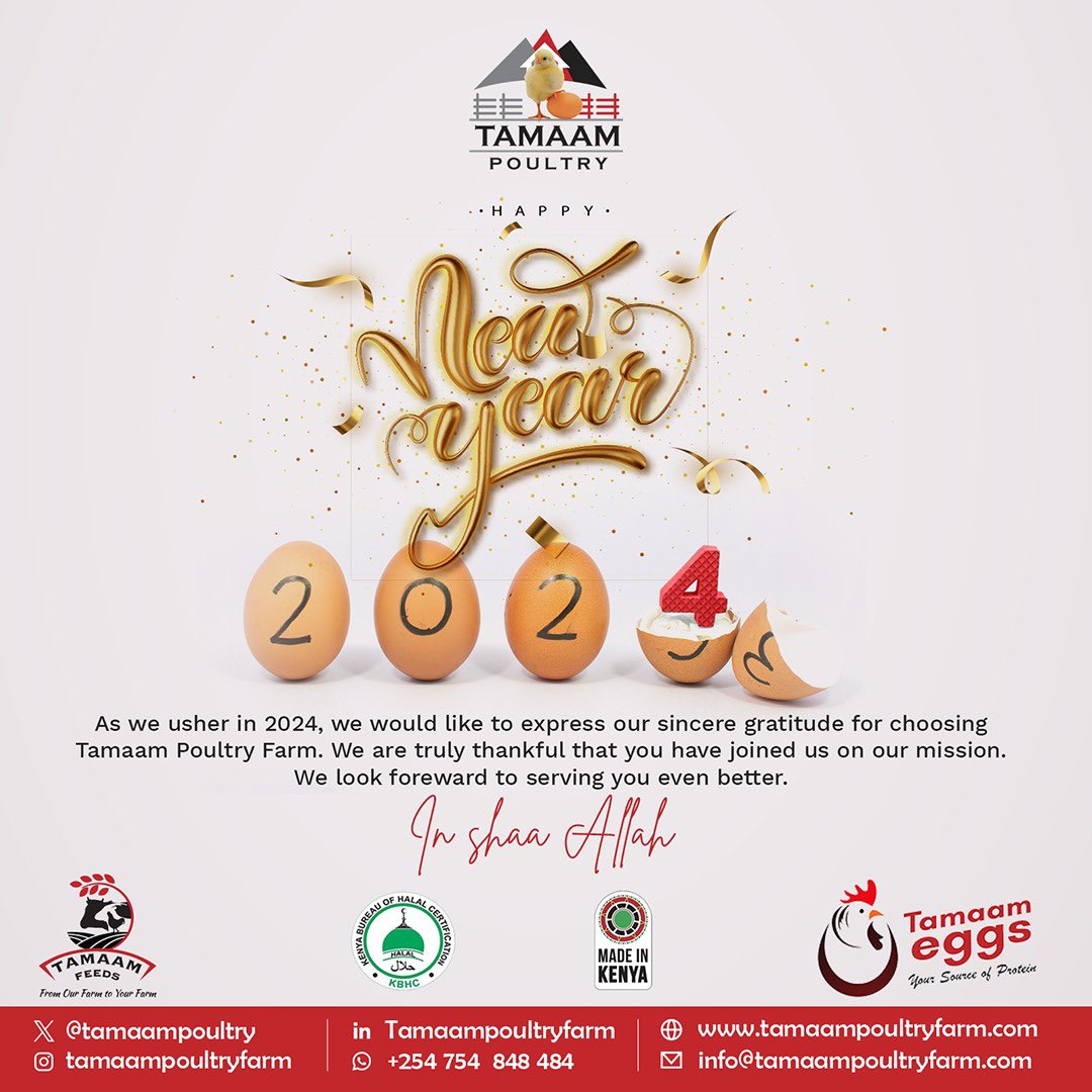 tamaampoultry's tweet photo. Happy New Year ���� 2024. #Poultry #Chicken #Eggs #Feeds #Kenya #HappyNewYear From the Home of Rich protein &amp; Nutritious Chicken Feeds! https://t.co/GlSrMqmBt7