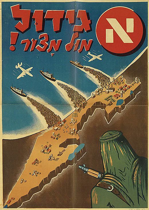 Maps_oddities's tweet image. ملصق دعائي صهيوني "النمو مقابل الحصار!"، إسرائيل في الخمسينيات