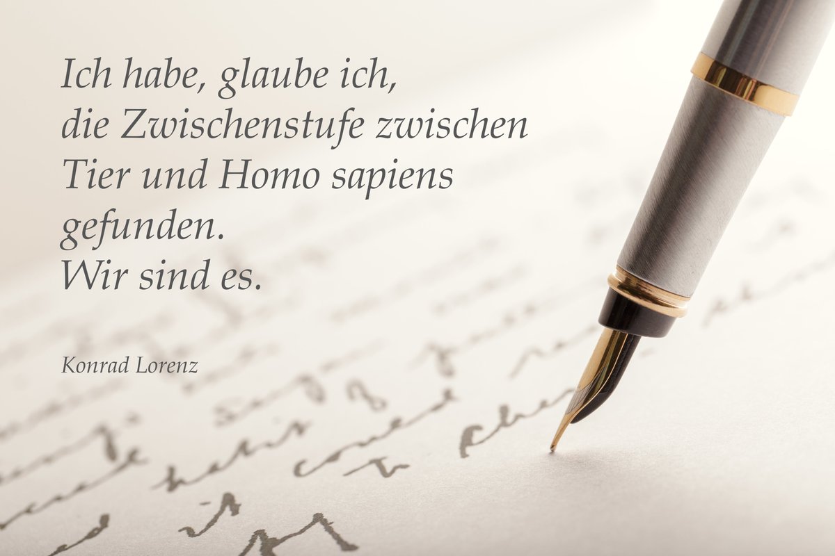 'Ich habe, glaube ich, die Zwischenstufe zwischen Tier und Homo sapiens gefunden.
Wir sind es.'
Konrad Lorenz

#Zitat #KonradLorenz #weisheitendestages #weisheiten