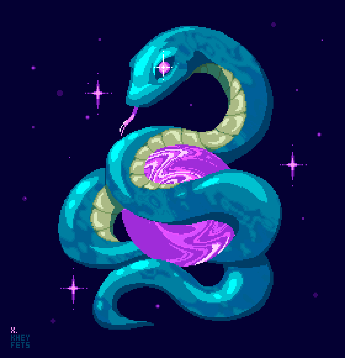 Snake for @art_by_BOA, the winner of art raffle!
Sorry, It took longer than I expected.

#aseprite #pixelart #pixel_dailies #ドット絵