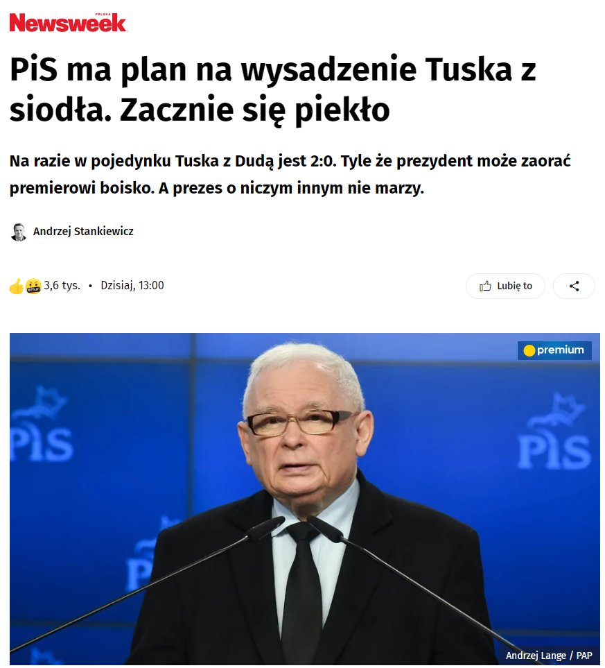 Ale mnie irytuje to dziennikarskie panikarstwo na podstawie political fiction.

Po pierwsze - art. 225 Konstytucji (rozwiązanie parlamentu ze wzgledu na budżet) wymaga tylko przedstawienia budżetu prezydentowi. Nic więcej. Nie ma obowiązku by prezydent budżet w jakiś sposób