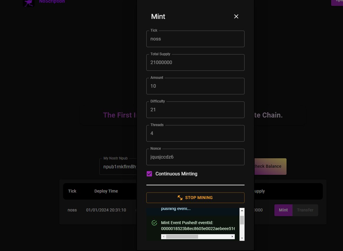 0撸NOSS教程
1）进入官网noscription.org，点击右上角链接钱包，推荐用OK新钱包。 $noss 总量2100W，每张最多打10个，预测合理估值在500W-1000WU
2）链接钱包后点击Mint
3）数量选10，线程根据自己的CPU来定，勾选继续挖矿
4）成功开始了你会发现CPU使用率上去了
觉得有用请点赞转发谢谢！！！