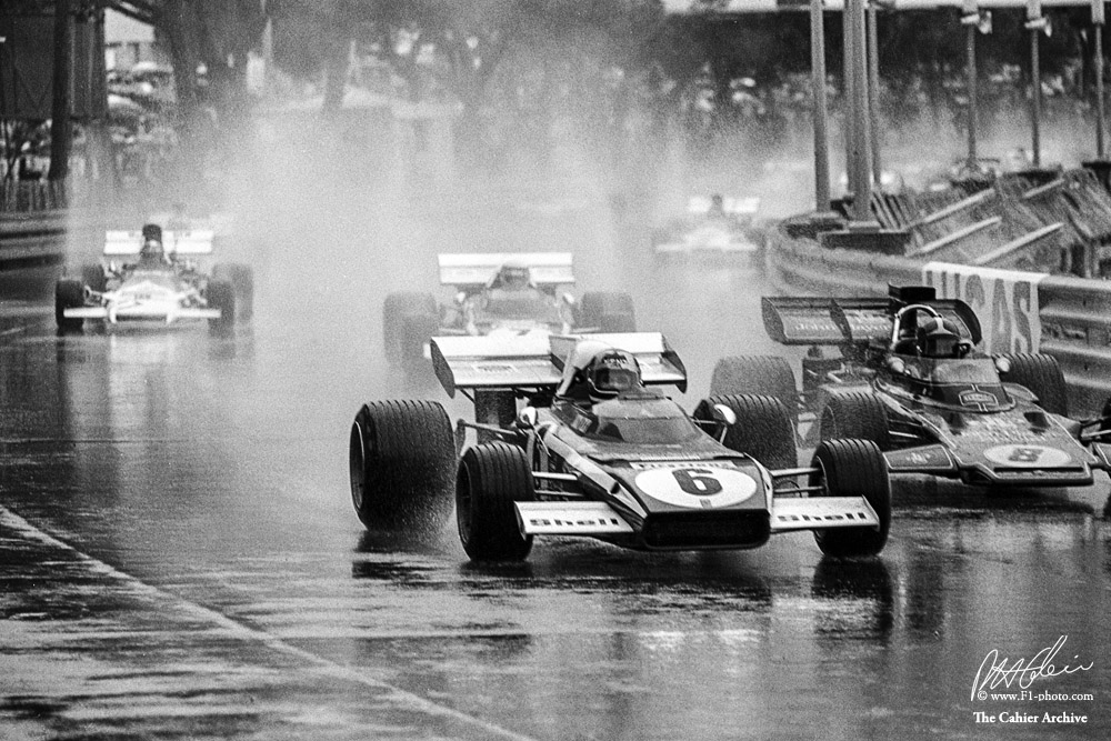 Happy 79th Birthday to my ever young friend Jacky Ickx. Our first encounter, 1966, he taught me to drive his Mini Cooper S in the Parco di Monza! My photo: Ickx the rainmaster in the lead at the start of the Monaco GP 1972, but it was an unstoppable Jean-Pierre Beltoise who won!