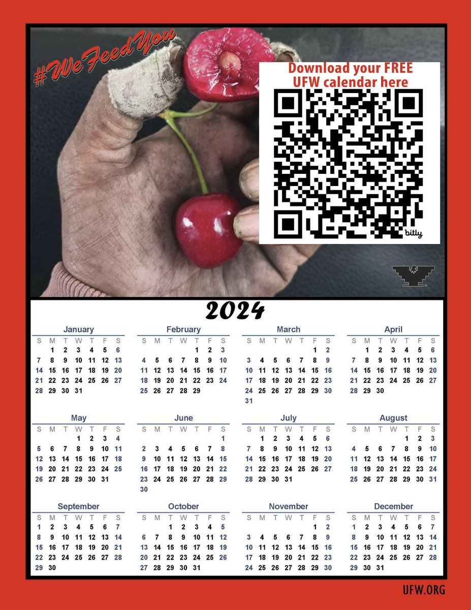 Happy New Years! In appreciation of your support we want to offer our friends a FREE UFW downloadable 2024 calendar.  ufw.org/calendar2024

En agradecimiento por su apoyo, queremos ofrecer a nuestros amigos un calendario del 2024 descargable de la UFW GRATIS.

#WeFeedYou