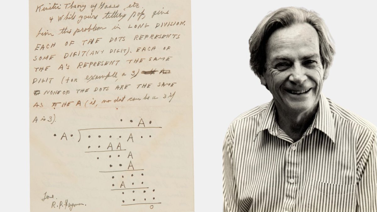 In 1939, Feynman wrote a letter to his parents where he included a “wordle like” Long Division Puzzle
