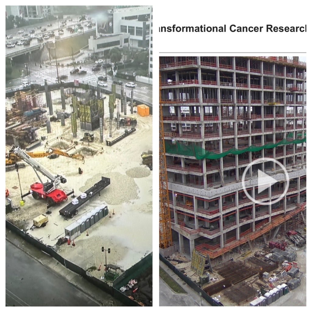 Happy New Year from ⁦@SylvesterCancer⁩ !! 2023 was a great year. Hoping 2024 will be even more special!!! Thanks for all your support throughout the year!! On left April 2023..on the right December! Our transformational cancer research building is shaping up beautifully!🙏