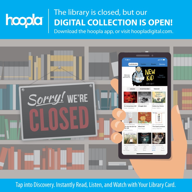 LibraryDecatur's tweet image. Decatur Public Library is closed today, but our digital collection is available 24/7 at hoopladigital.com
You will need your Library Card Number and PIN number to get started!  

#DecaturLibrary #DigitalCollection #LibraryCard #LibraryLife #LibraryLove #LibraryResources