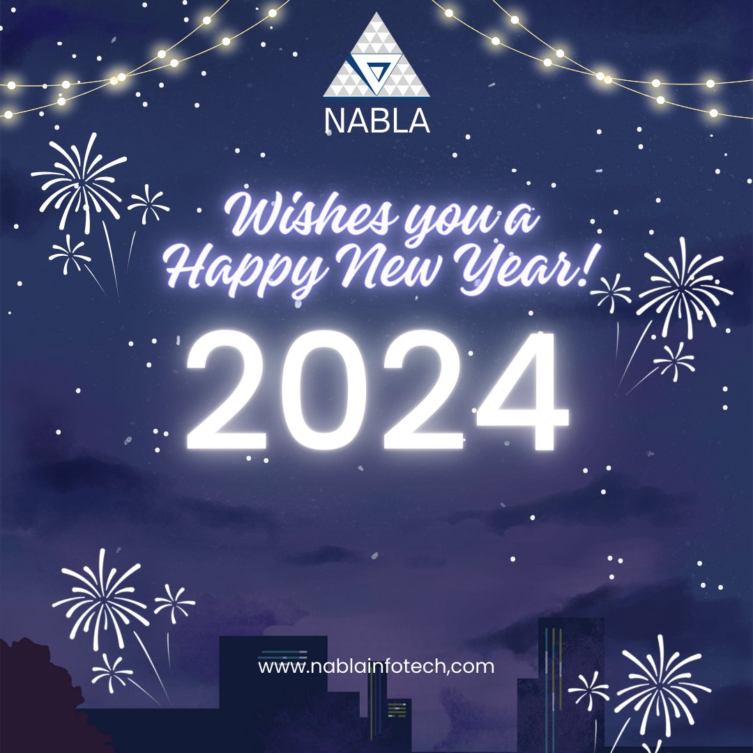 nabla_infotech's tweet photo. As we step into the New Year, we at Nabla Infotech extend our heartfelt gratitude to our dedicated employees, loyal customers, and future prospects. 
May this year bring new opportunities, continued growth, and shared achievements. 
Happy New Year! https://t.co/7ssMMsWq7g