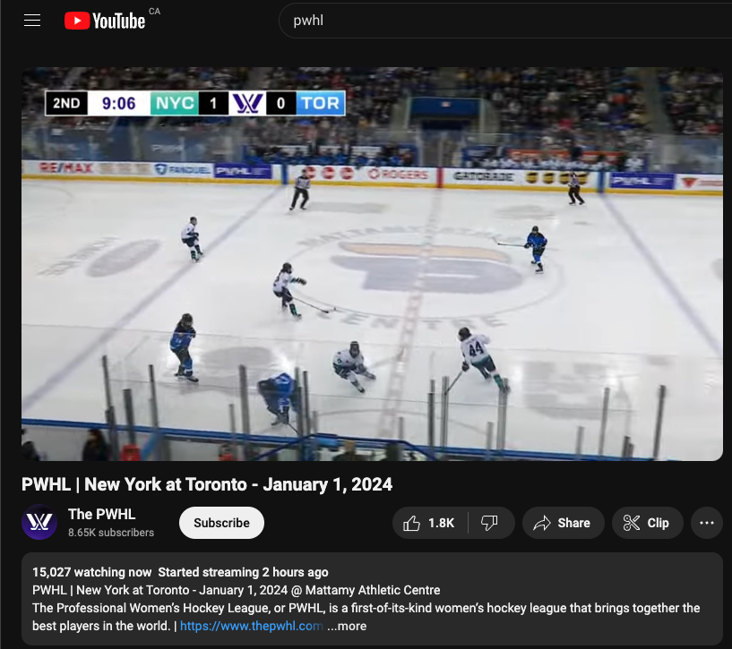 aturnz11's tweet photo. oh nbd. just 15k people watching a women's hockey game on youtube. https://t.co/vwSg7RjAnV