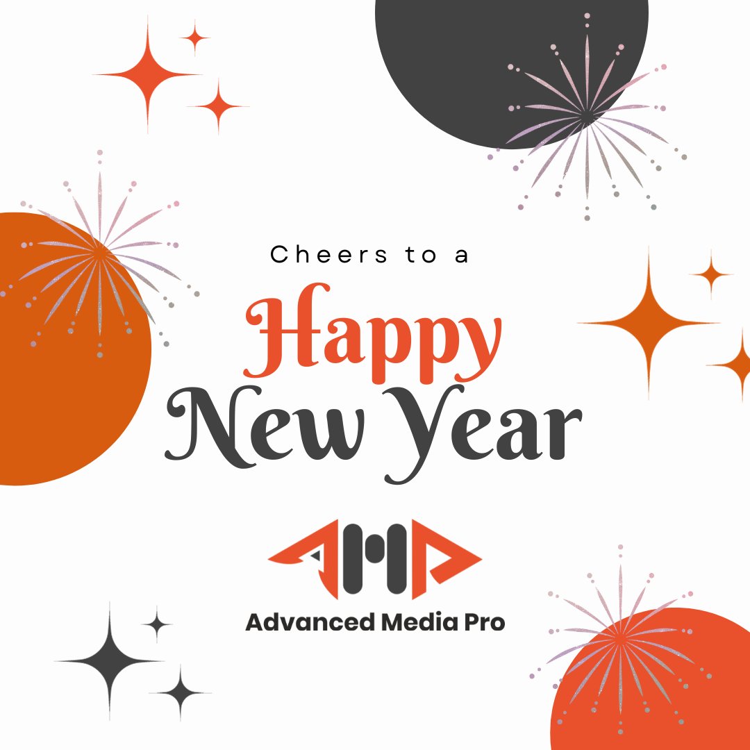 AMPMarketingPro's tweet photo. As we bid farewell to an incredible year, we're grateful for the milestones, partnerships, and creative journeys shared. Here's to a #NewYear of continued success of making marketing magic together! #HappyNewYear from the Advanced Media Pro team 🎊🥂 https://t.co/ciuQABNiBE