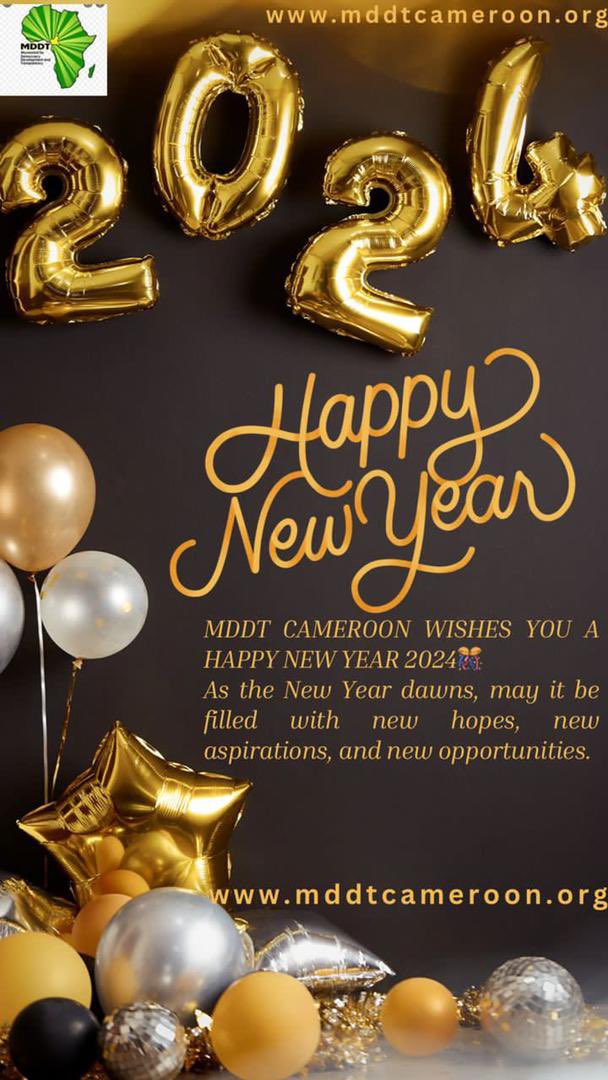 mddtcameroon's tweet photo. La direction de @mddtcameroon souhaite à ses communautés, membres, bénévoles et partenaires une bonne année 2024. Merci de vous engager à promouvoir la #Démocratie, les #DroitsHumains, la #PaixetSécurité au #Cameroun @NEDemocracy @OpenSocietyAfr @USEmbYaounde @CanadaCameroon https://t.co/RedgVm0ZM6