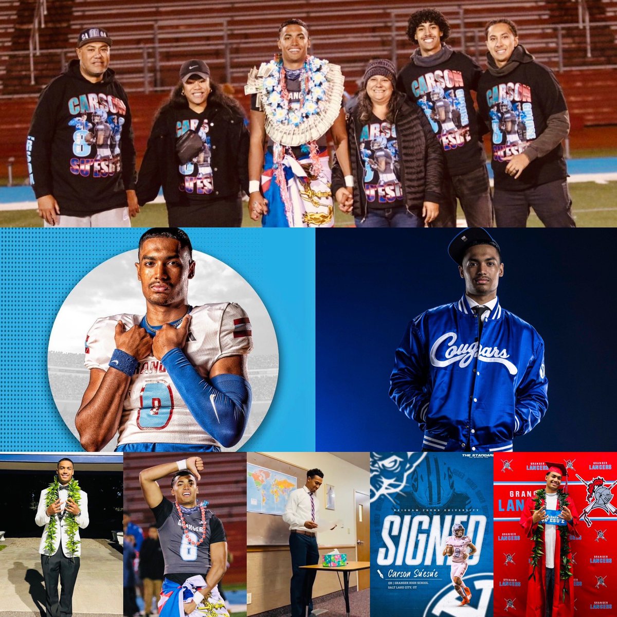 Carson Su’esu’e (@carsonsuesue1) on Twitter photo Grateful for the highs, the lows, and everything 2023 has brought.
You can never underestimate the power and grace of God
Thanking him in advance for what’s ahead in 2024 🙏🏽
HAPPY NEW YEAR 🎉
<a href="/melisasuesue/">Melisa Su'esu'e</a> <a href="/morisuesue/">Mori suesue</a> <a href="/Coach_Pala/">Pala Vaitu'u</a> <a href="/kalanifsitake/">Kalani F Sitake</a> <a href="/BYUfootball/">BYU FOOTBALL</a> <a href="/granger_lancers/">Granger High School Football</a> Grateful for the highs, the lows, and everything 2023 has brought.
You can never underestimate the power and grace of God
Thanking him in advance for what’s ahead in 2024 🙏🏽
HAPPY NEW YEAR 🎉
<a href="/melisasuesue/">Melisa Su'esu'e</a> <a href="/morisuesue/">Mori suesue</a> <a href="/Coach_Pala/">Pala Vaitu'u</a> <a href="/kalanifsitake/">Kalani F Sitake</a> <a href="/BYUfootball/">BYU FOOTBALL</a> <a href="/granger_lancers/">Granger High School Football</a>