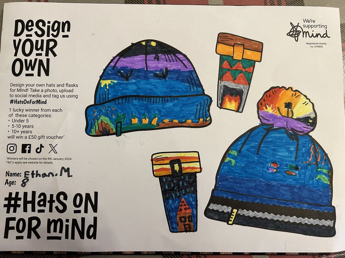 GemRMiles's tweet photo. #HatsOnForMind
Competition Entry
Ethan, Age 8 https://t.co/PgYiY5mn3f