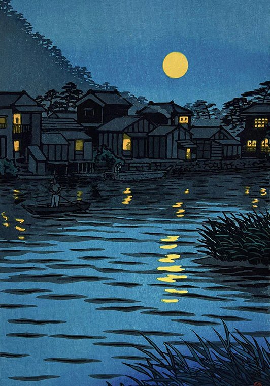 Rise of the Moon at Katase River by Kasamatsu Shiro