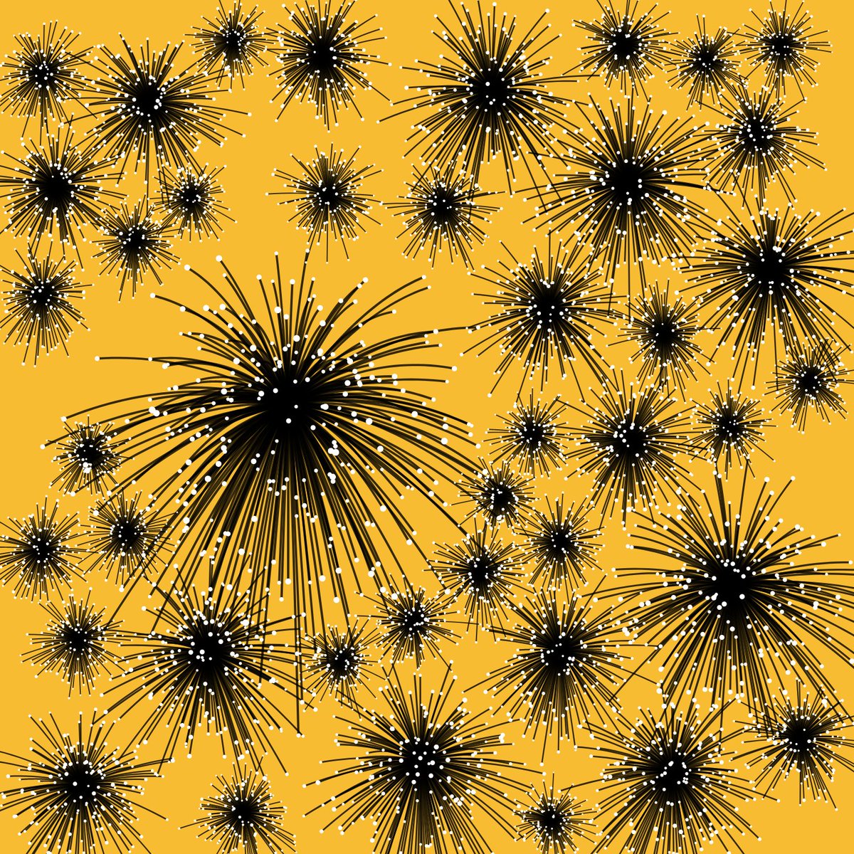 KaufmanRoni's tweet image. #genuary2024 day 1: Particles, lots of them 🎆
This year, I'm giving myself extra constraints:
- square format, the result is a still image (not an animation);
- draw with only black, white or shades or gray;
- the background is one plain color, evolving every day