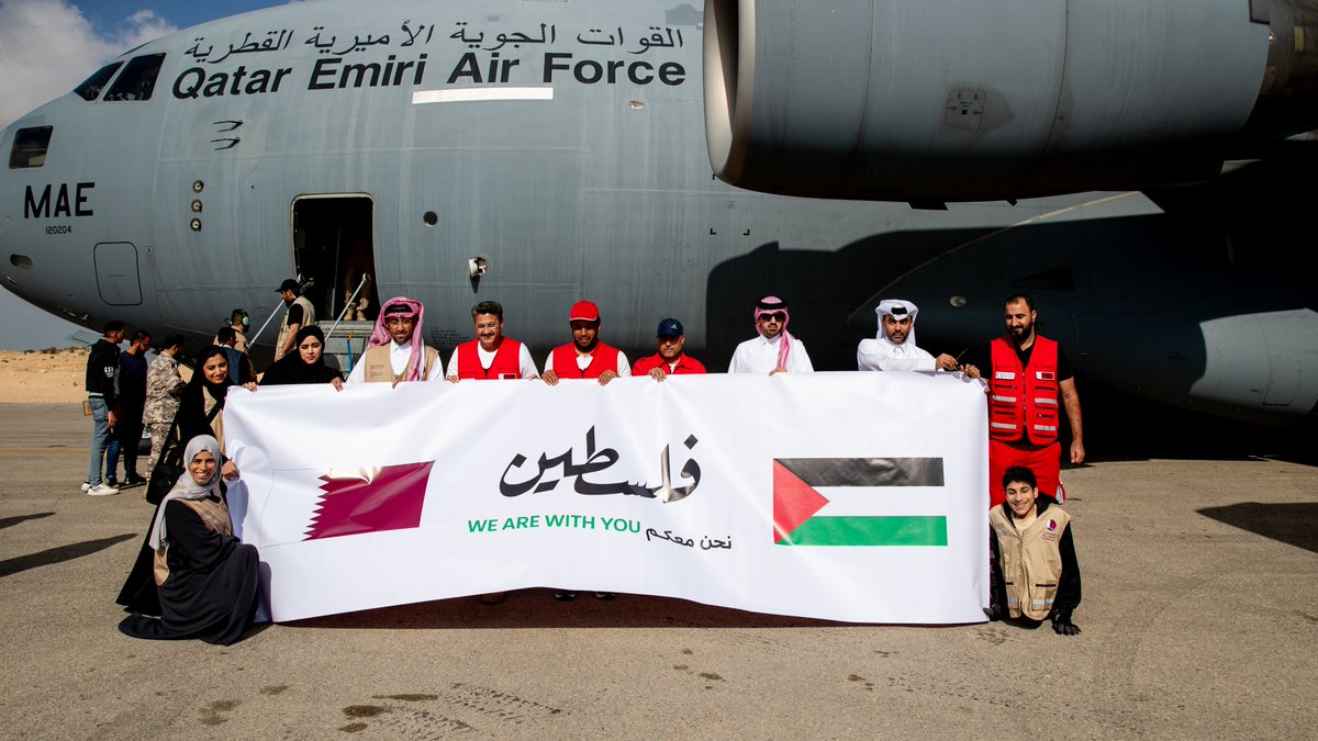 al_mukhbir's tweet photo. According to the Qatari foreign ministry, Qatar has sent 135 tonnes of humanitarian aid for Palestinians in Gaza on three planes, which arrived in Egypt’s Al Arish.

#QatarAid #GazaCrisis #BreakingNews #Taiwan #Yemen #Japan #Houthis #TimesSquare #FreePalestine #Hamas #Israel https://t.co/FFxTAn8PN1