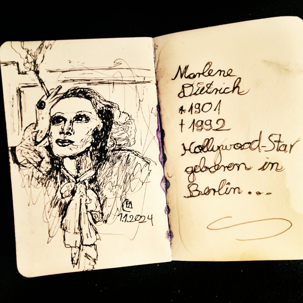 Marlene Dietrich 1901 - 1992 🖌  Sketchbook #fineliner 

#marlenedietrich #Berlin #parís #dietrich #marlene #hollywood #cinema #movie #kino #actor #schauspieler #sänger #actors #sketching #sketchbuch #sketchbook #art #artist #kunst #drawing #draw #zeichnen #zeichnenlernen