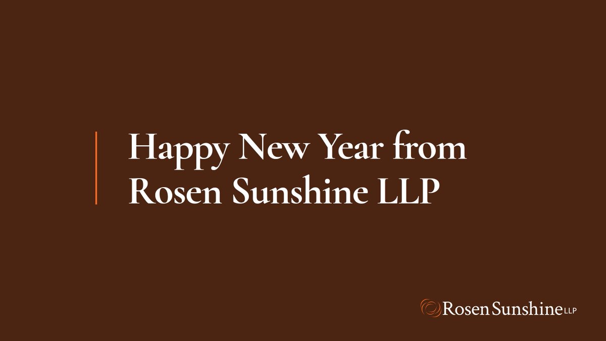 Happy new year from Rosen Sunshine LLP! Wishing our friends and colleagues a happy and successful year ahead.