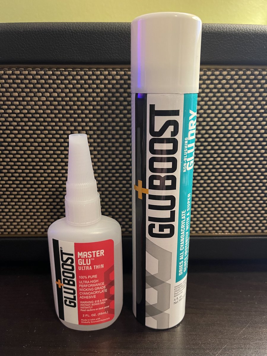 LuthiersForum's tweet photo. I have some GluBoost MasterGlu Ultra Thin Performance CA Adhesive and Accelerator. 10 bottles of each.
I am selling them for $40 a set, (one bottle of glue one bottle of accelerator per set), until gone. DM me if you need any.
Happy New Year! https://t.co/kCN3qcqmaU