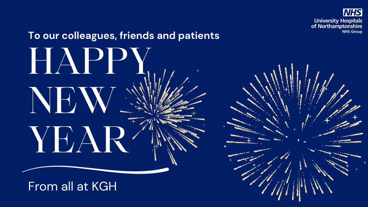 Kettering General Hospital (@kettgeneral) on Twitter photo Happy 2024! 🎉
Everyone at the University Hospitals of Northamptonshire would like to wish our colleagues, patients and friends a very happy and prosperous New year. Happy 2024! 🎉
Everyone at the University Hospitals of Northamptonshire would like to wish our colleagues, patients and friends a very happy and prosperous New year.