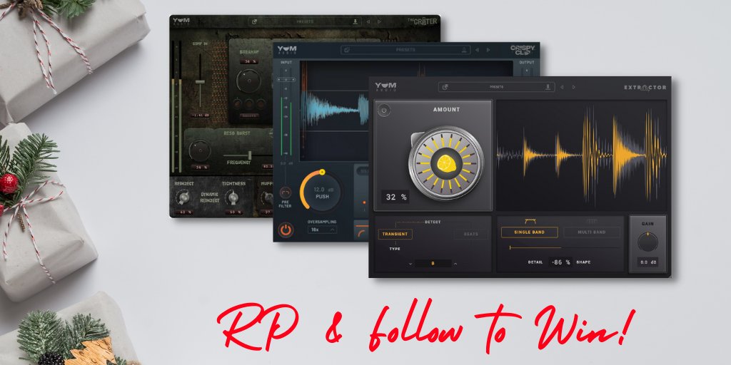plugindeals's tweet photo. REPOST &amp; FOLLOW @plugindeals and @yum_audio to WIN the Dynamics Bundle offered by Yum Audio 🎅

🎄 https://t.co/oykg0yQX46

1 Winner chosen January 3 https://t.co/zSJIUTIlA8