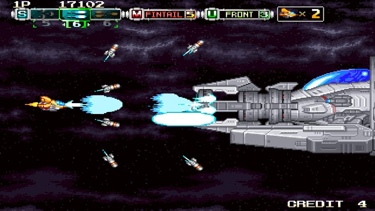 backtomira1's tweet image. #NintendoSwitch #shmup #pixelheart 
finished my first game in 2024. 
its Andro Dunos 2.