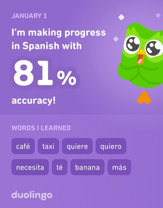 I&rsquo;m learning Spanish on Duolingo! It&rsquo;s free, fun, and effective. https://t.co/VaUvgrIH9k