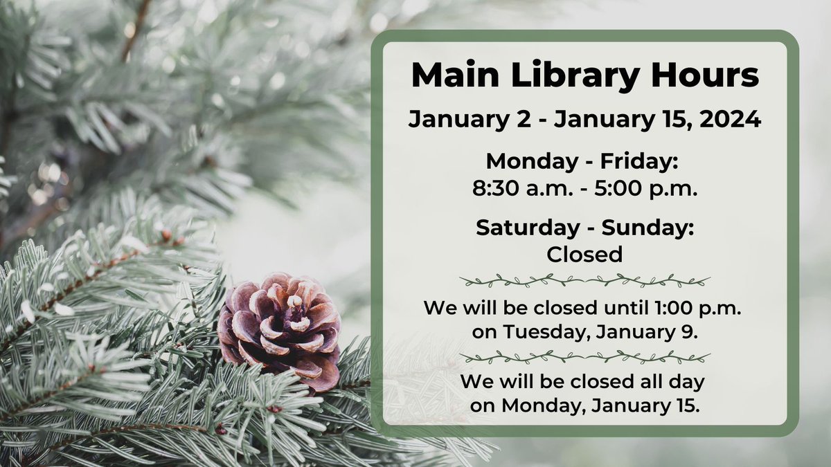 We're back and ready to rock in 2024! The following hours would be great times to come and see us before the spring semester starts: