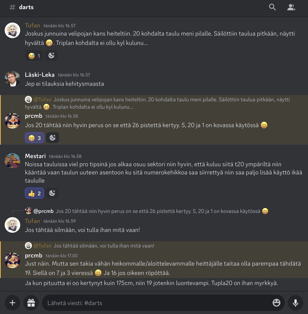 Discordissa on jo rapiat 2000 keskustelemassa vedonlyönnistä ja urheilusta. Tänään tuulta purjeisiin on ottanut #dartsfi keskustelut. Mukaan mahtuu edelleen tämän kutsun kautta discord.com/invite/UNpAxZg…